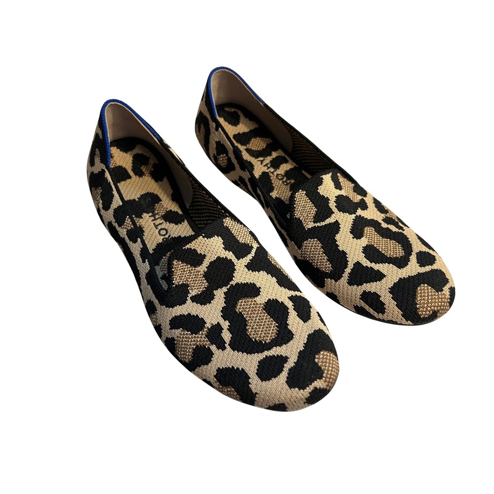 Rothy's The Loafer Casual Slip-On Flats Leopard Print Sz9 Fall Neutral Comfort